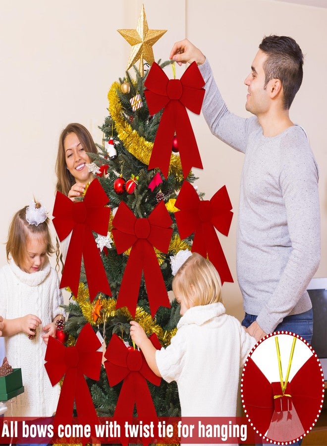 ٦ قطع من زينة عيد الميلاد، فيونكات عيد الميلاد الكبيرة مقاس ٩ × ١٢ بوصة، زينة شجرة عيد الميلاد المعلقة من المخمل الأحمر PVC، ديكور داخلي وخارجي لعيد الميلاد للمنزل والحفلات والأسوار والمدافئ والسلالم والأبواب - Image 5